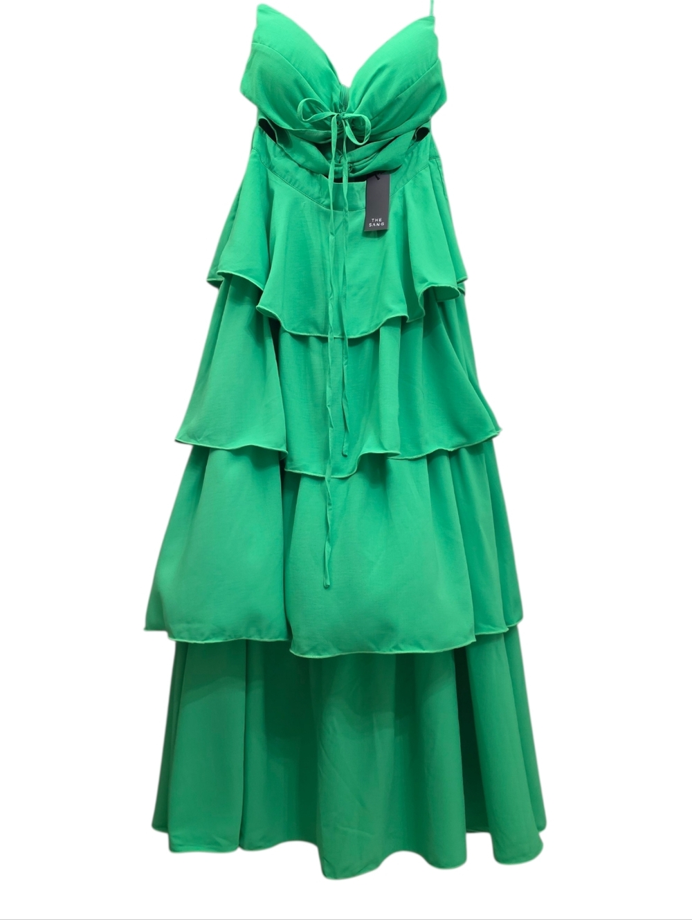 Nwt The SANG Apple Green Strapless Resortwear Cut Out Midriff Flowy Maxidress